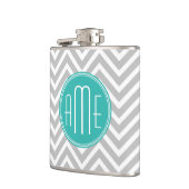 Flasques Élégant chevron gris moderne et monogramme de ment (Gauche)