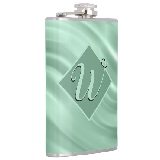 Flasques Élégant Chic Turquoise Swirl Monogramme initial él (Droite)