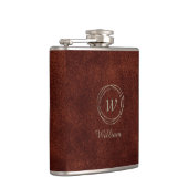 Flasques Elégant design en cuir Brown Monogramme argent (Droite)