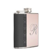 Flasques Élégant doux rayures dentelle mariage monogramme (Droite)