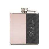 Flasques Élégant doux rayures dentelle mariage monogramme (Dos)