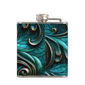 Flasques Élégant, Élégant, Faux Turquoise Embossé Cuir (Dos)
