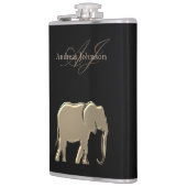 Flasques Élégant Éléphant Noir et Or Glam Monogrammé (Gauche)