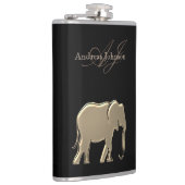 Flasques Élégant Éléphant Noir et Or Glam Monogrammé (Droite)