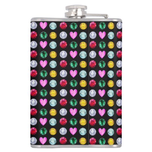 Flasques Elégant Gemstones Multicolor sur Noir (Dos)