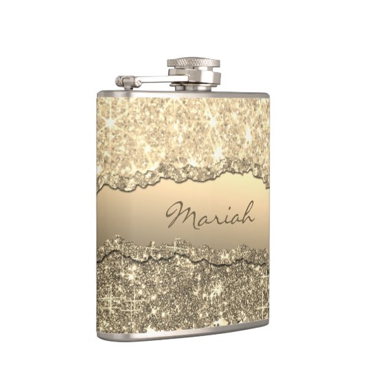 Flasques Élégant Glam Torn Parties scintillant Nom du papie (Droite)