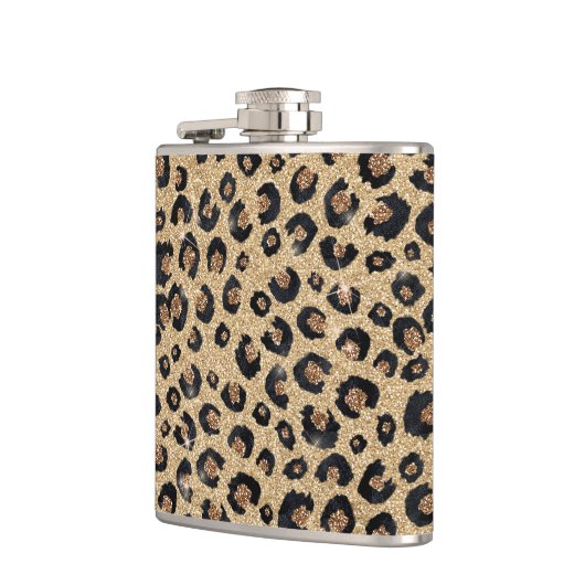 Flasques Elegant Gold Glitter Black Leopard (Gauche)