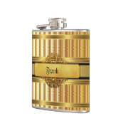 Flasques Elegant Gold Metal look Monogramme Nom (Gauche)