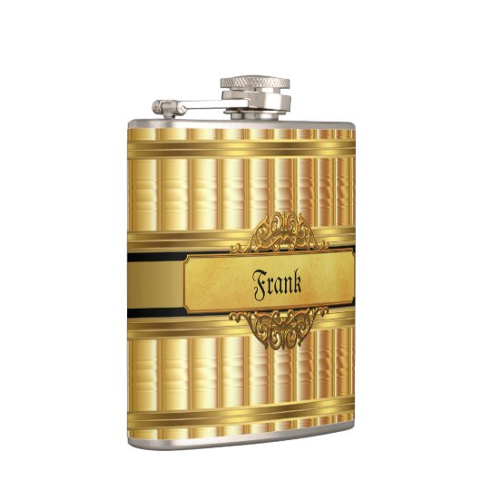 Flasques Elegant Gold Metal look Monogramme Nom (Droite)