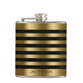 Flasques Elégant Gold Metallic Stripes Arrière - plan noir (Devant)