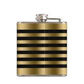 Flasques Elégant Gold Metallic Stripes Arrière - plan noir (Dos)