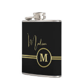 Flasques Elegant Gold Signature Monogram on Black (Gauche)