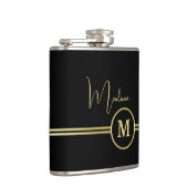 Flasques Elegant Gold Signature Monogram on Black (Droite)