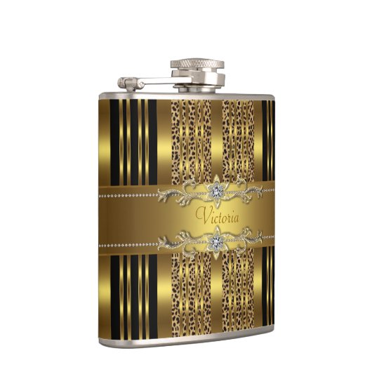 Flasques Élégant léopard noir et or (Droite)