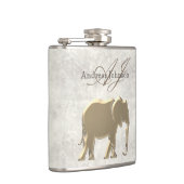 Flasques Élégant Marbre Blanc et Éléphant en Or Monogrammé (Droite)