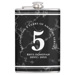 Flasques Élégant marbre noir 5 ans de travail Anniversaire