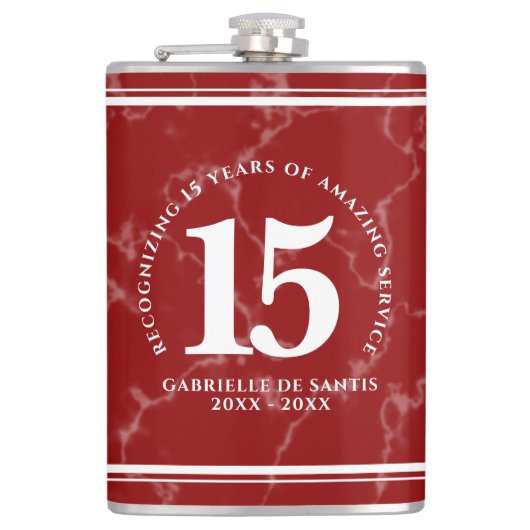Flasques Élégant marbre rouge 15 ans de travail Anniversair (Devant)