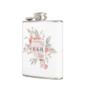 Flasques Élégant Mariage d'aquarelle rose pâle (Gauche)