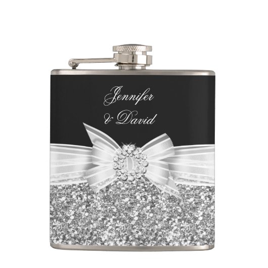 Flasques Élégant Mariage en diamants noirs en argent Fiança (Devant)