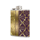 Flasques Élégant Métal Purple & Or Damas Et Dentelle 2 (Gauche)