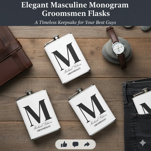 Flasques Elegant Monogram Flask - Personalized Groomsmen Gi