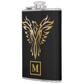 Flasques Élégant Monogramme ascendant Phoenix noir et or (Gauche)