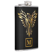 Flasques Élégant Monogramme ascendant Phoenix noir et or (Droite)