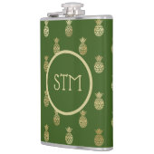 Flasques Élégant Monogramme d'ananas vert et or (Gauche)