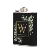 Flasques Élégant Monogramme de Luxe Vert Moderne Noir (Gauche)