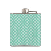 Flasques Élégant Monogramme De Quatrefoil Vert Mint Avec No (Dos)