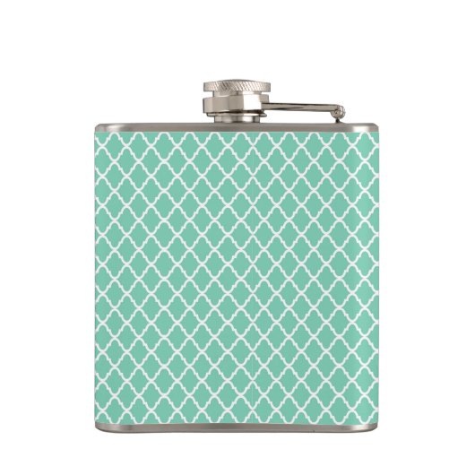 Flasques Élégant Monogramme De Quatrefoil Vert Mint Avec No (Dos)