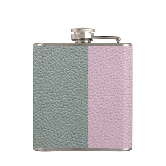 Flasques Élégant Monogramme en cuir rose vert (Dos)