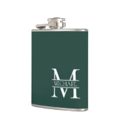 Flasques Élégant Monogramme et nom Emerald Green Personnali (Gauche)