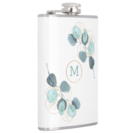 Flasques Élégant Monogramme moderne Eucalyptus Or (Droite)