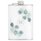 Flasques Élégant Monogramme moderne Eucalyptus Or (Devant)