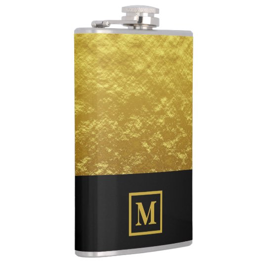 Flasques Élégant Monogramme noir et or (Droite)