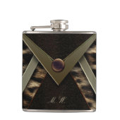 Flasques Élégant Monogramme noir et or Leopard (Devant)