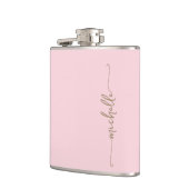 Flasques Élégant Monogramme Or Nom Script Blush Rose (Gauche)