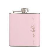 Flasques Élégant Monogramme Or Nom Script Blush Rose (Devant)