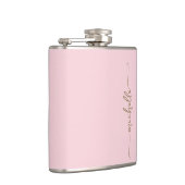 Flasques Élégant Monogramme Or Nom Script Blush Rose (Droite)