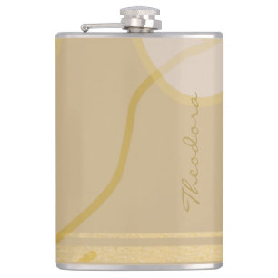 Flasques Elégant motif Abstrait doré beige