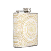 Flasques Élégant Motif blanc de tournesol Mandala Gold (Droite)