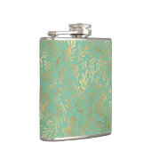 Flasques Élégant Motif de saule d'or sur Turquoise (Droite)