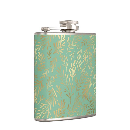 Flasques Élégant Motif de saule d'or sur Turquoise (Droite)