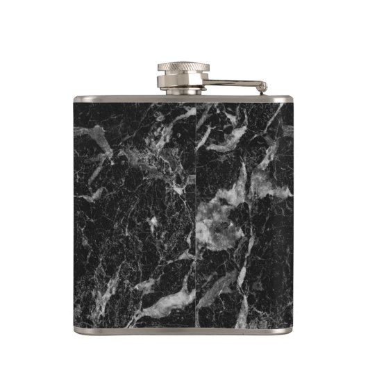 Flasques Élégant Motif en marbre noir avec Monogramme perso (Dos)