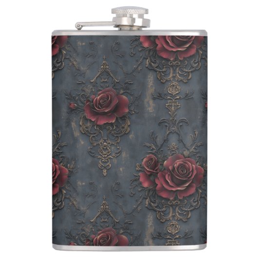 Flasques Élégant Motif gothique Vintage avec Roses rouges (Devant)