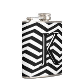 Flasques Élégant noir blanc Chevron Stripe Monogramme perso (Droite)