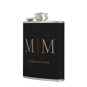Flasques Élégant Noir moderne Monogramme Or Nom initial (Gauche)