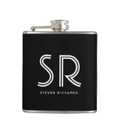 Flasques Élégant nom de monogramme noir blanc (Devant)