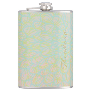 Flasques Elégant or bleu Abstrait floral